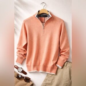 Codice Men’s Quarter Zip Sweater | Peach | Size 54 (XL) | Made in Italy | NWT